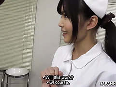 Dark-skinned-haired Asian mind-blowing lollipop deep-deep-throating nurse with a very messy mind about uniform,Shino Aoi groans in sheer pleasure as a rock-hard jizz-shotgun is put in her jaws and likes oral fucky-fucky in the doctor's office.